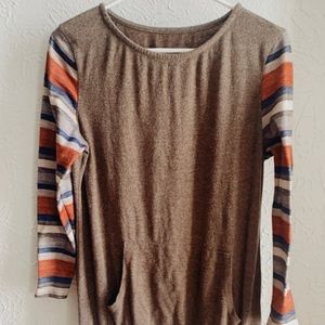 Tunic Striped Sleeve Top
